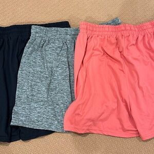 Essentials Heathered Gray, Black and Coral Shorts (set of 3)